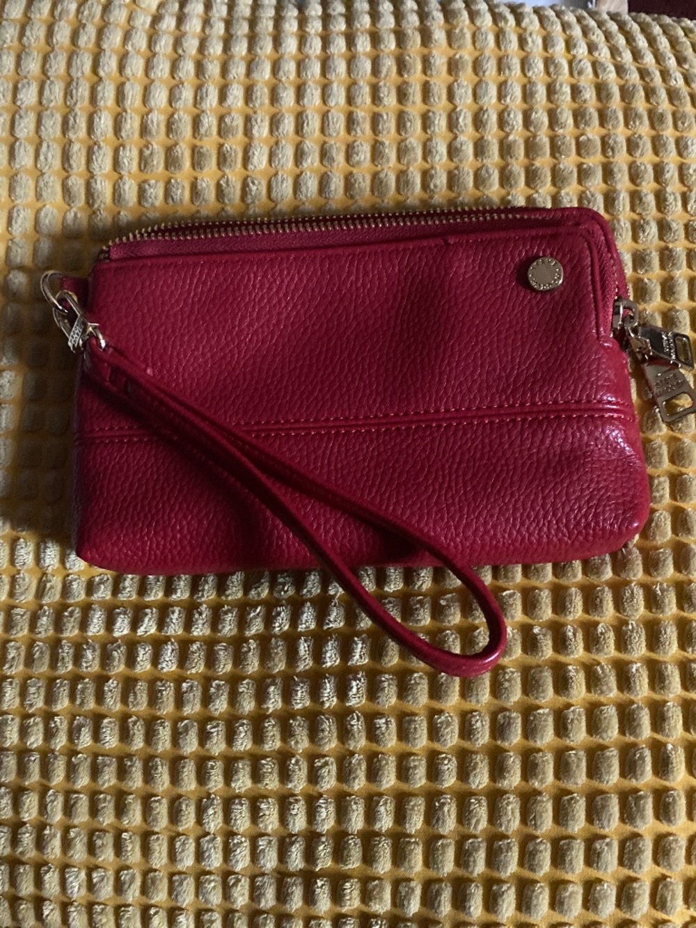 Steve Madden Red Pebbled Leather Wristlet Clutch